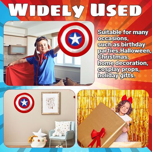 12 Inch Captain Round Shield,Superhero Shield Prop Role Play Toy,Halloween Cosplay Shield for Birthday Gift,Party Decoration in Saudi Arabia