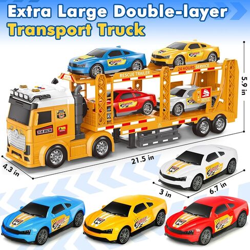 ألعاب Boy Boy Toddler لـ 3 4 5 5 6 7 سنوات أطفال ، 21 بوصة لعبة شاحنة سباق مزدوجة مع 4 سيارات سباق ، ألعاب مركبة تعمل بالاحتكاك مع الأضواء والأصوات ، عيد ميلاد للفتيات الأزرق in Kuwait
