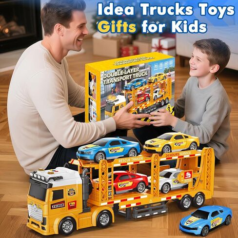 ألعاب Boy Boy Toddler لـ 3 4 5 5 6 7 سنوات أطفال ، 21 بوصة لعبة شاحنة سباق مزدوجة مع 4 سيارات سباق ، ألعاب مركبة تعمل بالاحتكاك مع الأضواء والأصوات ، عيد ميلاد للفتيات الأزرق in Kuwait