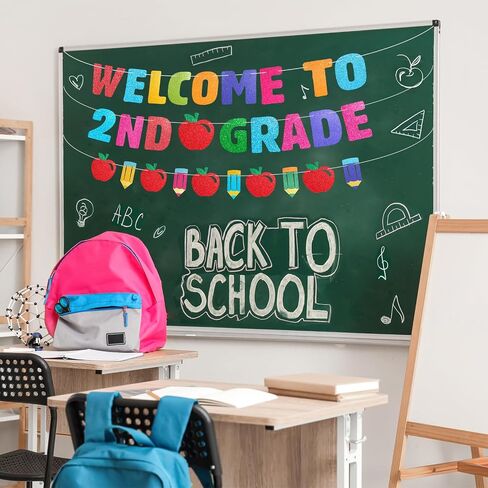 Howaf مرحبًا بك في لافتة الصف الثاني ، عاد Glitter إلى Decorations School Decorations Banner Banner في اليوم الأول من الصف الثاني من زخرفة الحفلات المدرسية لمرحلة ما قبل المدرسة لرياض الأطفال لوازم الحفلات in Saudi Arabia