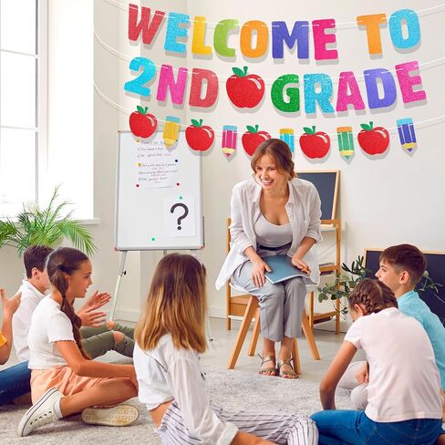 Howaf مرحبًا بك في لافتة الصف الثاني ، عاد Glitter إلى Decorations School Decorations Banner Banner في اليوم الأول من الصف الثاني من زخرفة الحفلات المدرسية لمرحلة ما قبل المدرسة لرياض الأطفال لوازم الحفلات in Saudi Arabia