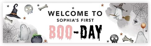 Andaz Press 13"x48" Large Personalized Halloween 1st Birthday Banner, Custom One Spooky Dude Backdrop Welcome Sign, Halloween Birthday Party Decoration Supplies, Cute Ghosts Indoor Outdoor Wall Decor in Saudi Arabia