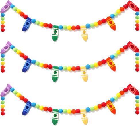 Pre-Strung Crayon Felt Banner Flags Back to School Decorations Colorful Rainbow Ball Hanging Banner Photo Booth Prop for Kindergarten Preschool Graduation First Day of School Classroom Decor in Saudi Arabia
