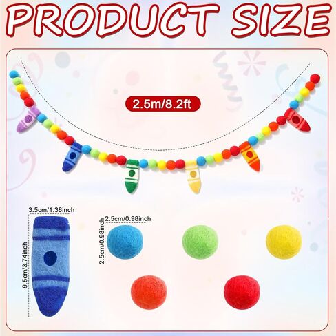 Pre-Strung Crayon Felt Banner Flags Back to School Decorations Colorful Rainbow Ball Hanging Banner Photo Booth Prop for Kindergarten Preschool Graduation First Day of School Classroom Decor in Saudi Arabia