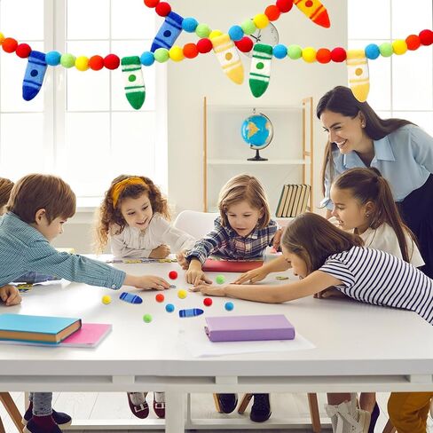 Pre-Strung Crayon Felt Banner Flags Back to School Decorations Colorful Rainbow Ball Hanging Banner Photo Booth Prop for Kindergarten Preschool Graduation First Day of School Classroom Decor in Saudi Arabia