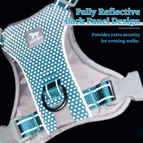 No-Pull Dog Harness, Fully Reflective Vest with 2 Leash Clips, No-Choke, Adjustable, Breathable & Durable for Small, Medium & Large Dogs Walking, Training, Running (Teal Blue, M) in Kuwait