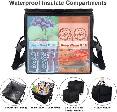 X-cosrack Car Trunk Organizer, Storage with Insulation Cooler Bags for SUV, Truck, Automotive, Van, Cargo, Collapsible Portable Multi Compartments Cargo Organizer with Straps in Kuwait