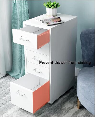 File Cabinet Slim with Lock, 5 Drawer Metal Mobile Filing Cabinet for Legal/Letter/A4 Size, Office Storage Cabinet File Organizer File Folders (Color : Gold) in Saudi Arabia