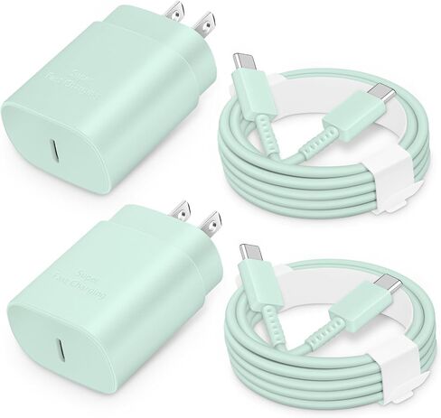 شاحن USB C شحن سريع - شاحن سريع 25 وات مع كابل من النوع C إلى النوع C، شاحن Android [متوافق مع PD PPS] لسلسلة Galaxy S23/S22/S21/Note 20/10/9 Series/Pixel 4XL/4/3XL in Kuwait