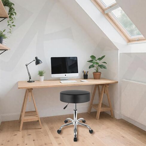 البراز المتداول مع عجلات ، براز دوار 360 درجة ، 400 رطل من الوزن ، جلد بو ، ارتفاع قابل للتعديل ، كرسي دوار للصالون ، البار ، المكتب ، المنزل ، التاتو ، التدليك ، الطبي ، الفضة in Kuwait