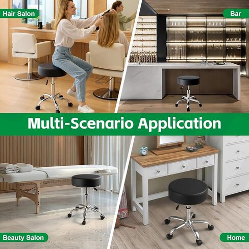 البراز المتداول مع عجلات ، براز دوار 360 درجة ، 400 رطل من الوزن ، جلد بو ، ارتفاع قابل للتعديل ، كرسي دوار للصالون ، البار ، المكتب ، المنزل ، التاتو ، التدليك ، الطبي ، الفضة in Kuwait