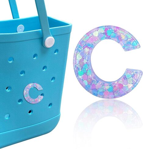 Letter Charms for Bogg Bag, Alphabet Purple Love Sequin Lettering Accessories Charms for Bogg and Simply Southern Bag, Insert Decorative Letters Charm for Handbag Beach Tote Bag. in Saudi Arabia