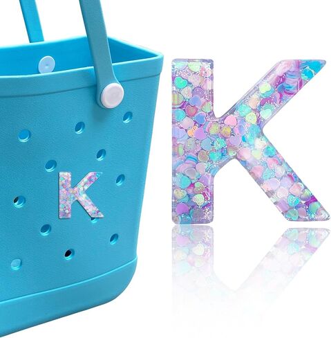 Letter Charms for Bogg Bag, Alphabet Purple Love Sequin Lettering Accessories Charms for Bogg and Simply Southern Bag, Insert Decorative Letters Charm for Handbag Beach Tote Bag. in Saudi Arabia