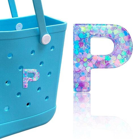 Letter Charms for Bogg Bag, Alphabet Purple Love Sequin Lettering Accessories Charms for Bogg and Simply Southern Bag, Insert Decorative Letters Charm for Handbag Beach Tote Bag. in Saudi Arabia