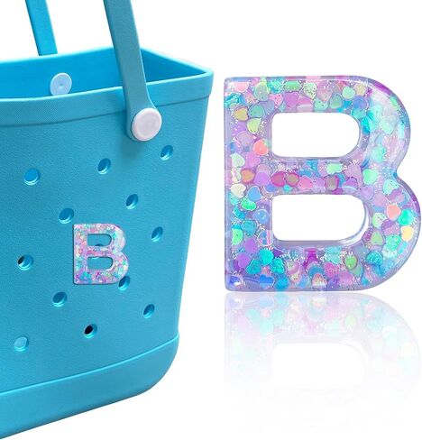 Letter Charms for Bogg Bag, Alphabet Purple Love Sequin Lettering Accessories Charms for Bogg and Simply Southern Bag, Insert Decorative Letters Charm for Handbag Beach Tote Bag. in Saudi Arabia