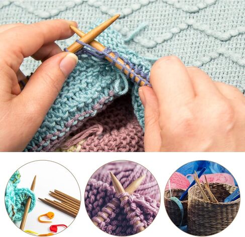 Knitting Needles Kit, Set of 11 Carbonized Bamboo Double Pointed Knitting Needles Set 11 Sizes Soft Knitting Needles Set for Weave DIY Lover for Handmade, 13cm/5.1in (2.0mm-5.0mm) in Saudi Arabia