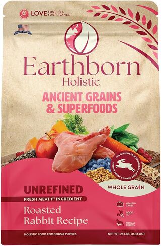 Earthborn Holistic Unrefined Roasted Rabbit with Ancient Grains & Superfoods Dry Food for Dogs & Puppies (25 lb. Bag) in Saudi Arabia