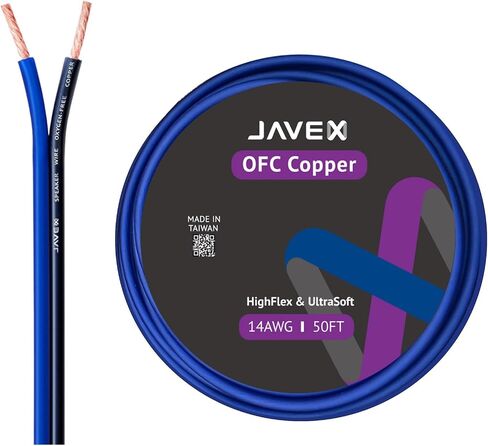 Speaker Wire 16 Gauge 100FT Oxygen-Free Copper Audio Cable,Blueblack | 16 AWG HighFlex Thin Flat Cable Wire with Foot Markers for Automotive Car Stereo, Home Theater, Audio Cable DIY Installations in Kuwait