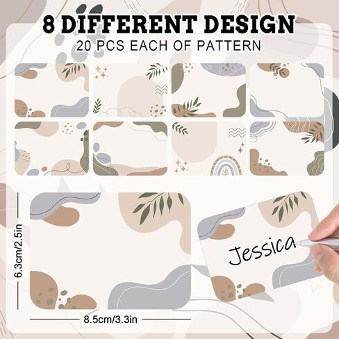 160Pcs Boho Name Tag Stickers Abstract Plants Blank Nameplate Stickers 8 Styles Assorted Back to School Self-Adhesive Students Name Label Decals for Students Desk Classroom School Office in Saudi Arabia
