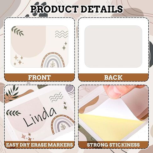 160Pcs Boho Name Tag Stickers Abstract Plants Blank Nameplate Stickers 8 Styles Assorted Back to School Self-Adhesive Students Name Label Decals for Students Desk Classroom School Office in Saudi Arabia