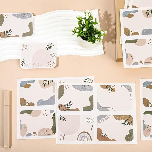 160Pcs Boho Name Tag Stickers Abstract Plants Blank Nameplate Stickers 8 Styles Assorted Back to School Self-Adhesive Students Name Label Decals for Students Desk Classroom School Office in Saudi Arabia