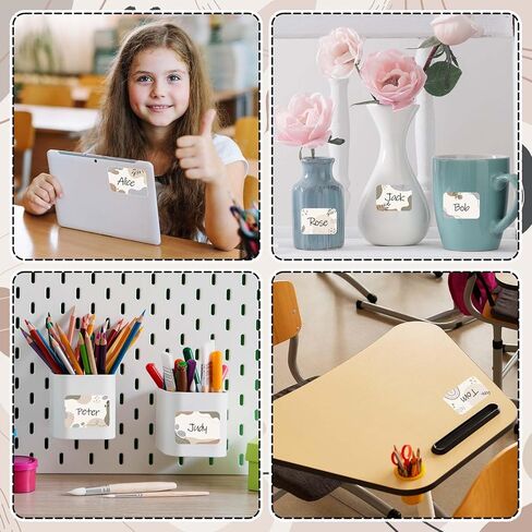 160Pcs Boho Name Tag Stickers Abstract Plants Blank Nameplate Stickers 8 Styles Assorted Back to School Self-Adhesive Students Name Label Decals for Students Desk Classroom School Office in Saudi Arabia