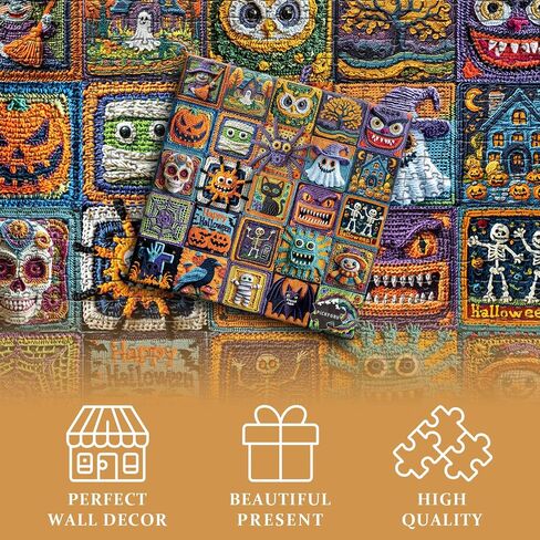 Halloween Puzzles for Adults 1000 Pieces, Horror Puzzle Feature Witch Black Cat Bat Pumpkin Skull,Ghost Fall Jigsaw Puzzles Unique Art College in Saudi Arabia