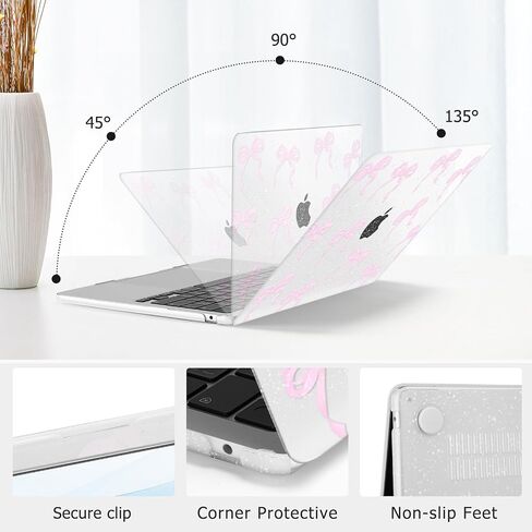 MOSISO Compatible with MacBook Air 13 inch Case 2025 2024 2023 2022 M4 A3240 M3 A3113 M2 A2681, Ribbons Bows Sparkly Plastic Hard Shell&Keyboard Cover&Screen Film for MacBook Air 13.6 inch Case, Pink in Saudi Arabia