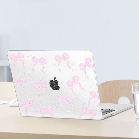 MOSISO Compatible with MacBook Air 13 inch Case 2025 2024 2023 2022 M4 A3240 M3 A3113 M2 A2681, Ribbons Bows Sparkly Plastic Hard Shell&Keyboard Cover&Screen Film for MacBook Air 13.6 inch Case, Pink in Saudi Arabia