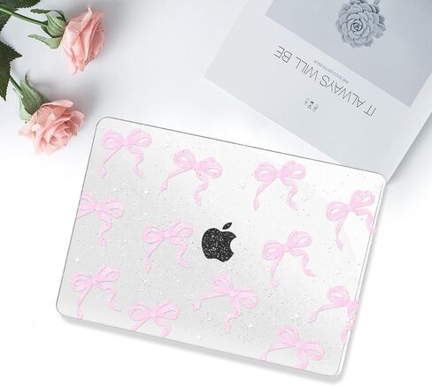 MOSISO Compatible with MacBook Air 13 inch Case 2025 2024 2023 2022 M4 A3240 M3 A3113 M2 A2681, Ribbons Bows Sparkly Plastic Hard Shell&Keyboard Cover&Screen Film for MacBook Air 13.6 inch Case, Pink in Saudi Arabia