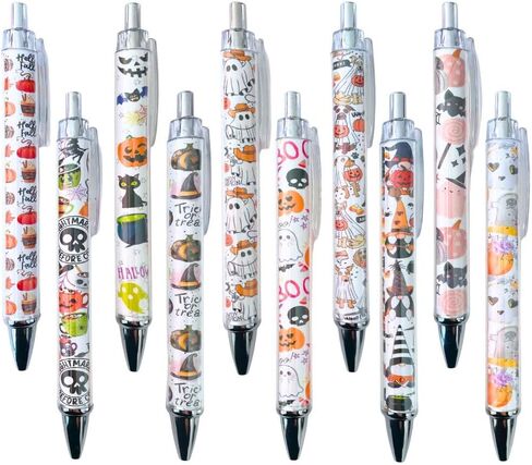 Halloween Pens 10PC – Cute Pens with Skulls & Spooky Designs, Black Ink, Fun Halloween Party Favors & Gifts, Perfect School Supplies & Gift Set for Kids & Adults, Great for Office & Classroom Use in Saudi Arabia