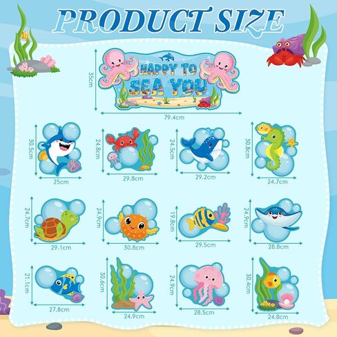 FUCEROUS Under the Sea Door Banners Ocean Classroom Door Porder Ported Happy to Sea Ye Bulletin Board Decorations Cutouts Marine Animal Porch Scl in Saudi Arabia