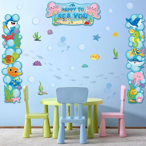 FUCEROUS Under the Sea Door Banners Ocean Classroom Door Porder Ported Happy to Sea Ye Bulletin Board Decorations Cutouts Marine Animal Porch Scl in Saudi Arabia