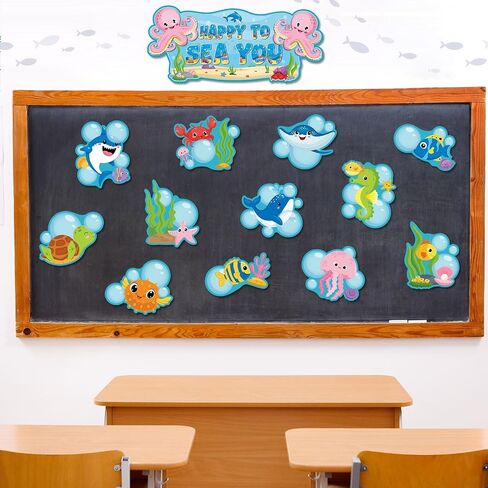 FUCEROUS Under the Sea Door Banners Ocean Classroom Door Porder Ported Happy to Sea Ye Bulletin Board Decorations Cutouts Marine Animal Porch Scl in Saudi Arabia