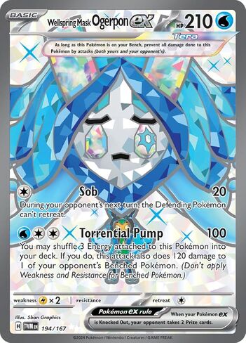 Pokemon - Wellspring Mask Ogerpon EX 194/167 - Twilight Masquerade - Clof Art Pokemon Card - Secret Rare in Saudi Arabia