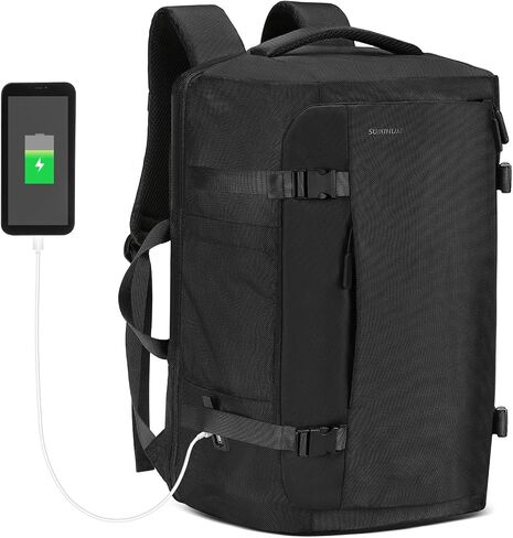 40L Travel Backpack, TSA Friendly Flight Approved Carry on Backpack for Men Women, Fits 17.3 Inch Laptop with USB-A&C Ports, Weekender Bag, Black in Saudi Arabia