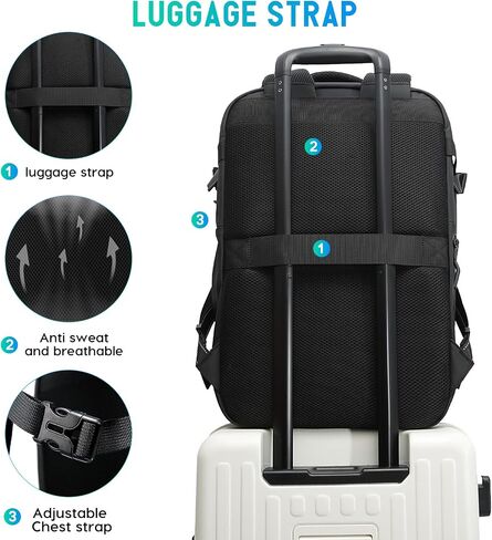BANGE Travel Backpack with Vacuum Pocket and TSA lock version can hold 15.6 inch Laptop suitable Overnight Flight Approved Anti-theft Bag in Saudi Arabia