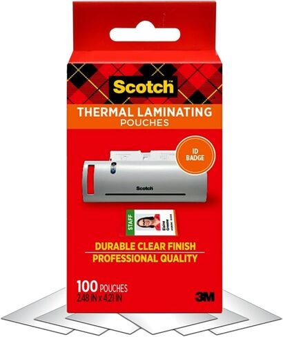 Scotch Thermal Laminating Pouches, 100 Count, Clear, 5 mil., Laminate Homemade Ornaments, Christmas Banners and Gift Tags, Ideal Holiday Supplies, Fits Photo Card Sized (5.2 in. x 7.2 in.) Paper in Saudi Arabia
