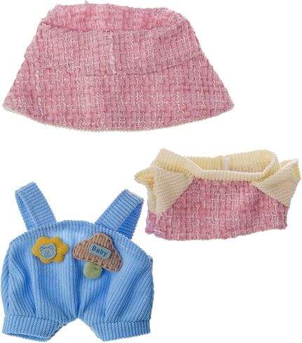 Kawaii Doll Clothes & Accessory Compatible with 17cm Labubu Dolls, Adorable Chic Outfit 3 Set Featuring Pink Beanie+Corduroy Overalls with Smile Patch+Mini Camera (No Doll Included) in Saudi Arabia