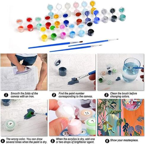 mjcakrn 6Pack Paint by Numbers Kit for Adults, Adults' Paint-by-Number Kits, Easy Acrylic Adult Paint by Number Kits, Easy Painting by Number on Canvas Arts Crafts 10x14inch in Saudi Arabia