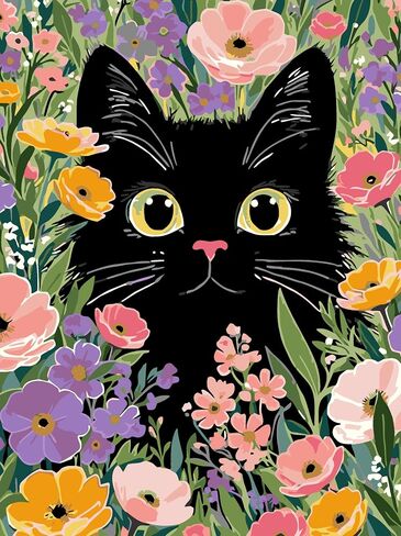 RYMILIE Cat Paint by Numbers Kit for Adults Beginner & Kids Ages 8-12 with Unframed Easy Acrylic on Canvas11.8x15.7Inch with Paints and Brushes,Starry Night Paint by Numbers for Gift Home Wall Decor in Kuwait