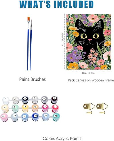 RYMILIE Cat Paint by Numbers Kit for Adults Beginner & Kids Ages 8-12 with Unframed Easy Acrylic on Canvas11.8x15.7Inch with Paints and Brushes,Starry Night Paint by Numbers for Gift Home Wall Decor in Kuwait