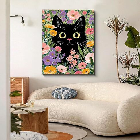 RYMILIE Cat Paint by Numbers Kit for Adults Beginner & Kids Ages 8-12 with Unframed Easy Acrylic on Canvas11.8x15.7Inch with Paints and Brushes,Starry Night Paint by Numbers for Gift Home Wall Decor in Kuwait