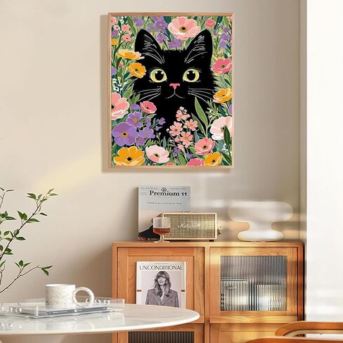 RYMILIE Cat Paint by Numbers Kit for Adults Beginner & Kids Ages 8-12 with Unframed Easy Acrylic on Canvas11.8x15.7Inch with Paints and Brushes,Starry Night Paint by Numbers for Gift Home Wall Decor in Kuwait