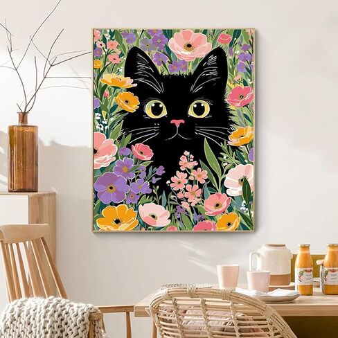 RYMILIE Cat Paint by Numbers Kit for Adults Beginner & Kids Ages 8-12 with Unframed Easy Acrylic on Canvas11.8x15.7Inch with Paints and Brushes,Starry Night Paint by Numbers for Gift Home Wall Decor in Kuwait