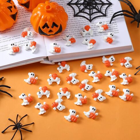 Giegxin 60 PCS Halloween Charms Flatback Ghost Miniature Scooky Scrapbook زخرفة Cabochons للحفلات Dollhous in Saudi Arabia