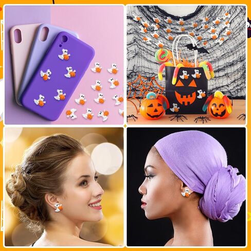 Giegxin 60 PCS Halloween Charms Flatback Ghost Miniature Scooky Scrapbook زخرفة Cabochons للحفلات Dollhous in Saudi Arabia
