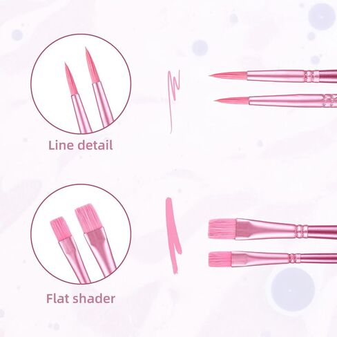 6pcs Paint Brushes Set, Pink Nylon Hair Paintbrushes for Acrylic Painting Round Pointed Tip & Flat Artist Brushes for Oil Watercolor Face Nail Body Art Miniature Detailing Rock Painting in Saudi Arabia
