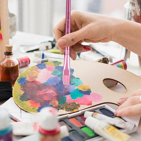 6pcs Paint Brushes Set, Pink Nylon Hair Paintbrushes for Acrylic Painting Round Pointed Tip & Flat Artist Brushes for Oil Watercolor Face Nail Body Art Miniature Detailing Rock Painting in Saudi Arabia
