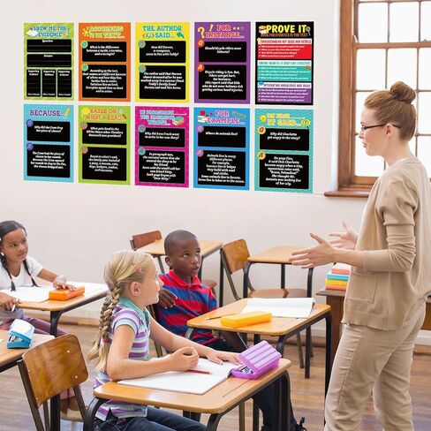 Pajean 10 PCS ملصقات القراءة والكتابة الملونة 11 × 16 بوصة القراءة القائمة على الأدلة والكتابة مجموعة ملصقات ELA Decor in Saudi Arabia